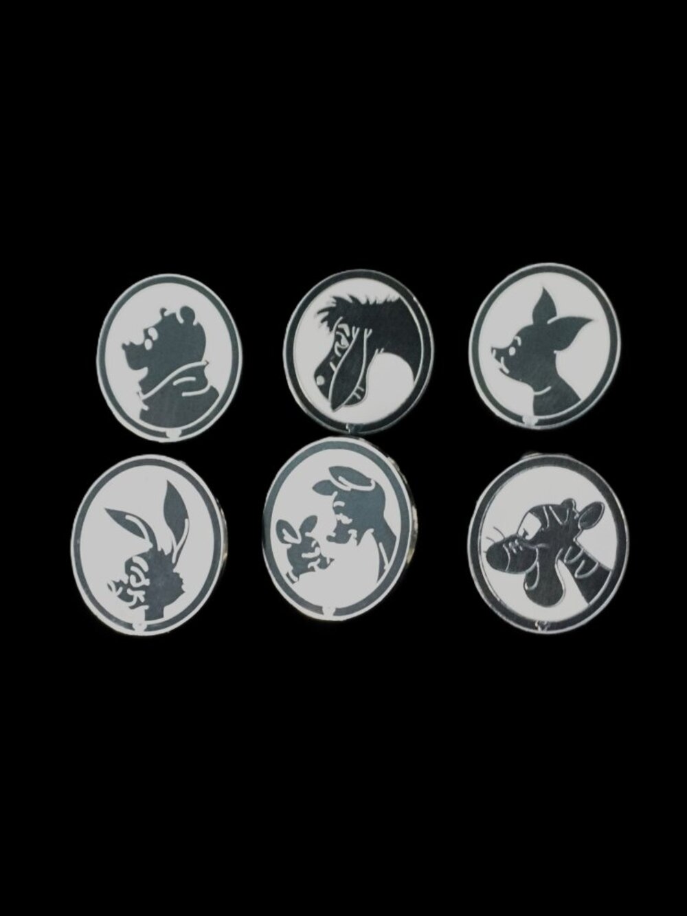 Disney Pin Trading 6 Pin Lot Featuring Winnie the Pooh Character Silhouettes 112